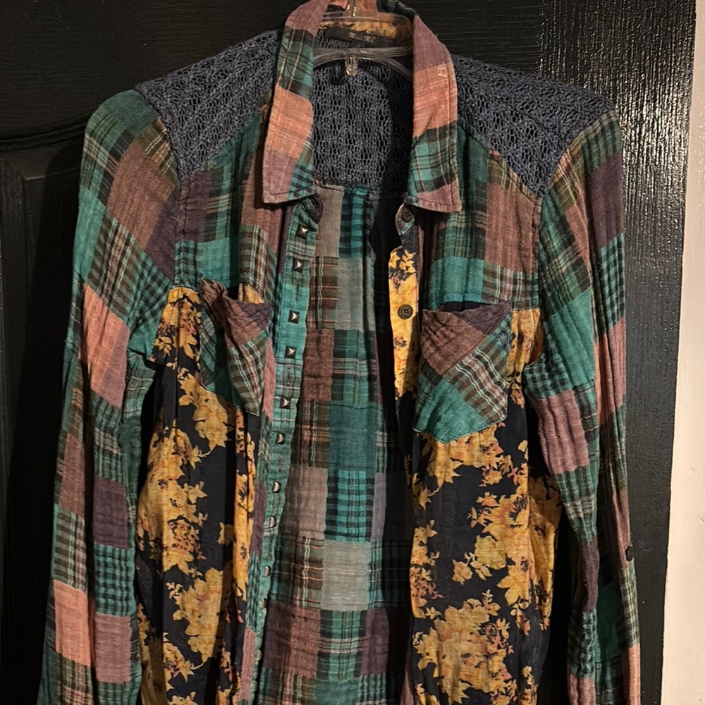 Miss Me Colorful Patchwork Shirt